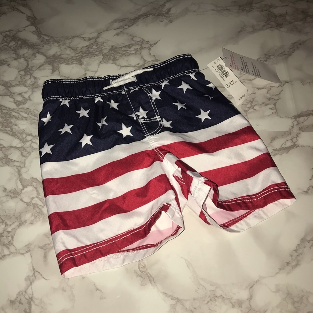 American Flag Swim Trunks for Baby Boy